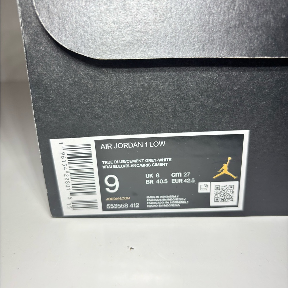 Air Jordan 1 Low True Blue Cement - 553558-412 - Size 9 - Picture 10 of 14